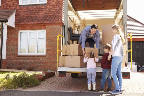 Van loading boxes and furniture for a moving service