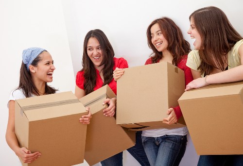 Packing materials and labelled boxes prepared for a Bromley move